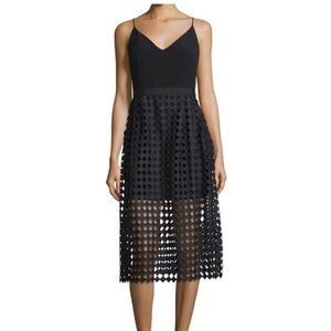 Cynthia Rowley Black Sleeveless Mesh Lace Overlay Midi Dress Size 6